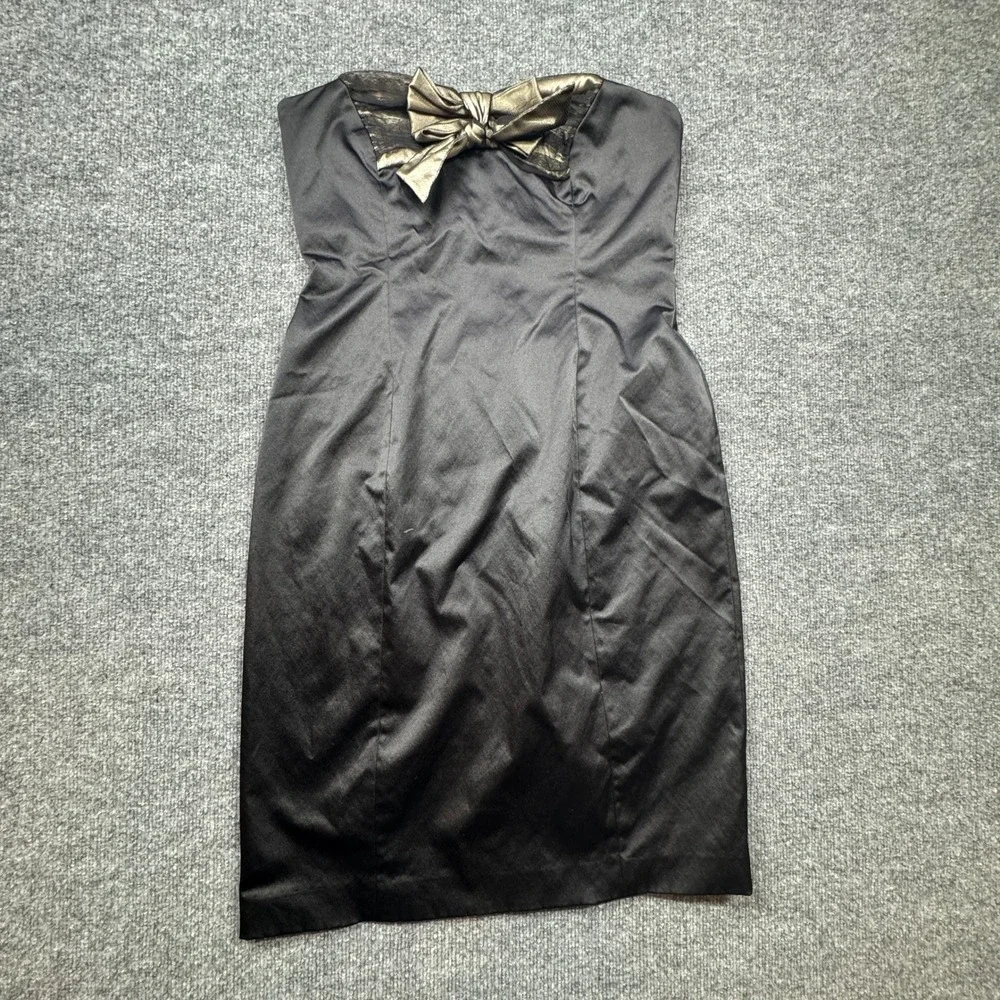cocktail and party nine west dresses Nine West Party Dress Womens 8 Black Strapless Bow Detail Cocktail Evening‎